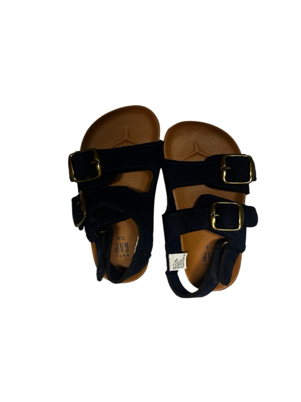 GAP Navy Double-Buckle Kids Sandals with Tan Footbed